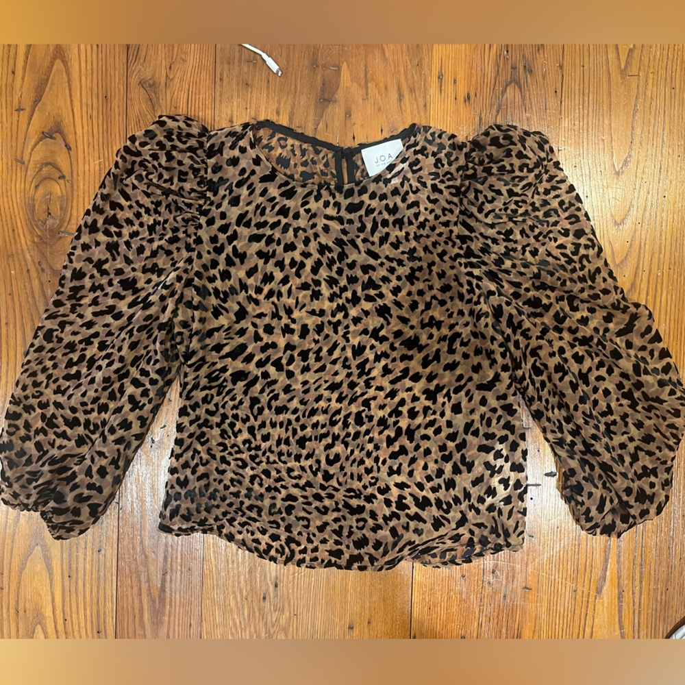 Animal Print Long Sleeve Velvet Winter Top XS JOA
